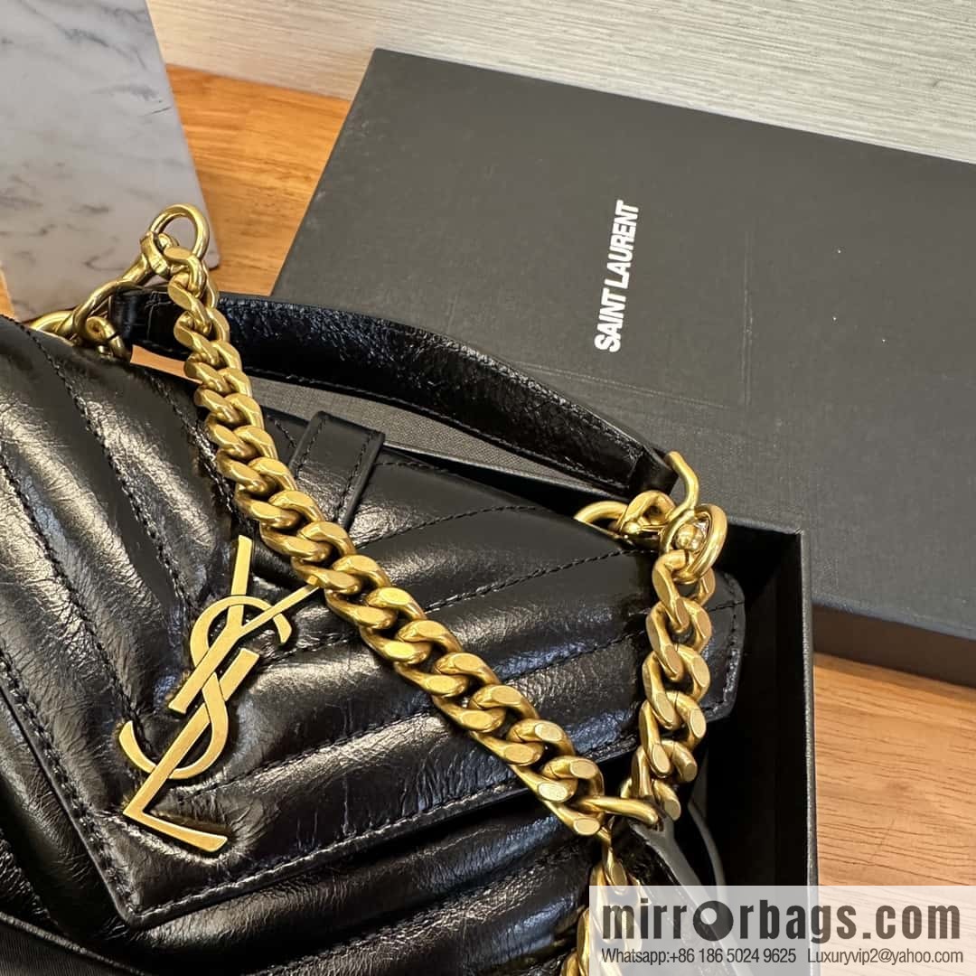 YSL 2024 New COLLEGE Glossy Oil Wax Mini Chain Bag 779430