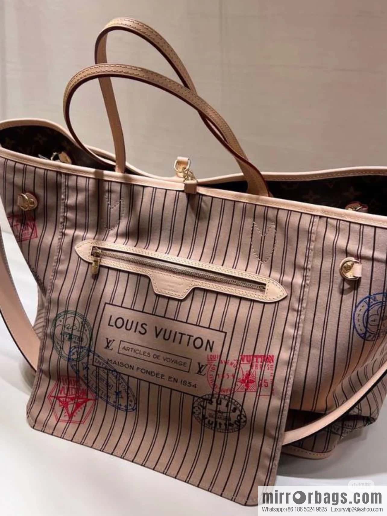 [Boutique‑grade] M11948 presbyopia apricot (seal double-sided) large shopping bag series NEVERFULL BANDOULIZRE INSIDE OUT large handbag