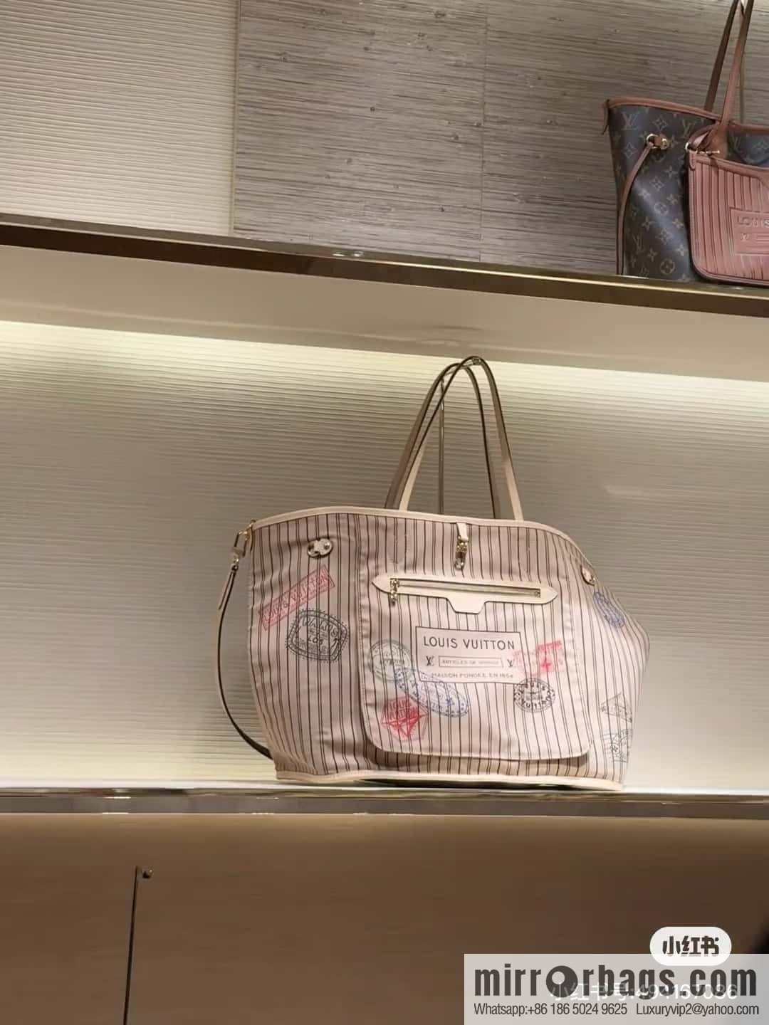 [Boutique‑grade] M11948 presbyopia apricot (seal double-sided) large shopping bag series NEVERFULL BANDOULIZRE INSIDE OUT large handbag