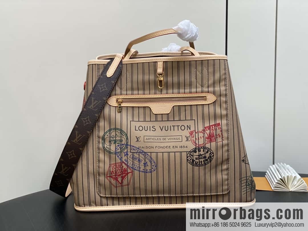 [Boutique‑grade] M11948 presbyopia apricot (seal double-sided) large shopping bag series NEVERFULL BANDOULIZRE INSIDE OUT large handbag