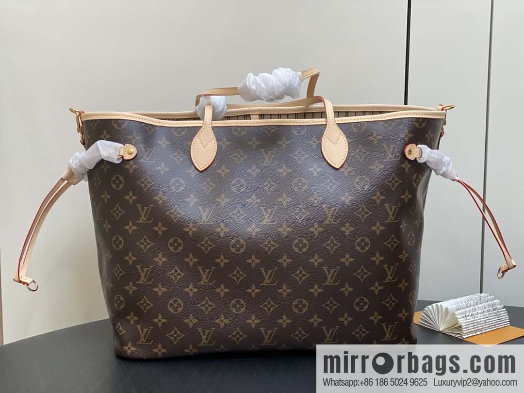 [Boutique‑grade] M11948 presbyopia apricot (seal double-sided) large shopping bag series NEVERFULL BANDOULIZRE INSIDE OUT large handbag