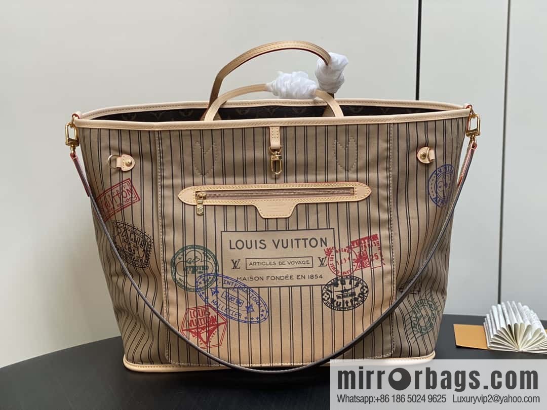[Boutique‑grade] M11948 presbyopia apricot (seal double-sided) large shopping bag series NEVERFULL BANDOULIZRE INSIDE OUT large handbag