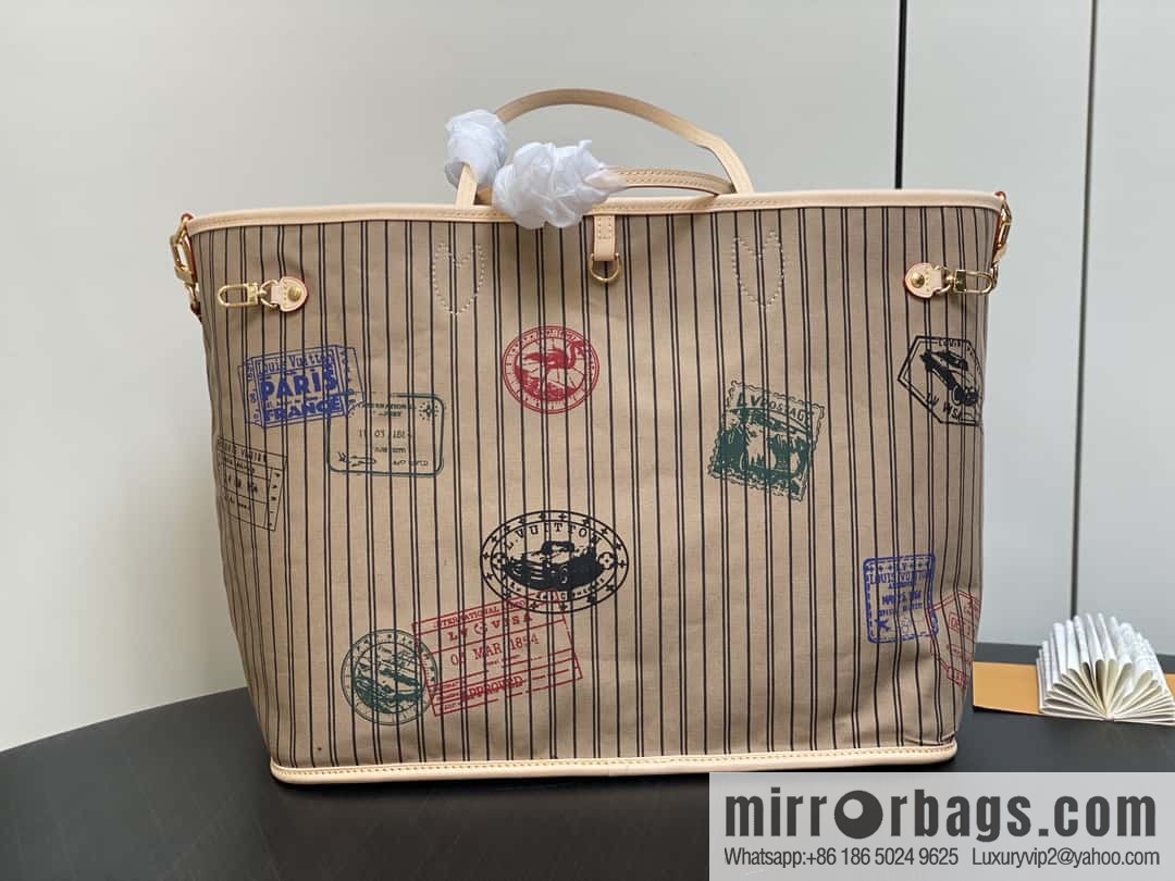 [Boutique‑grade] M11948 presbyopia apricot (seal double-sided) large shopping bag series NEVERFULL BANDOULIZRE INSIDE OUT large handbag