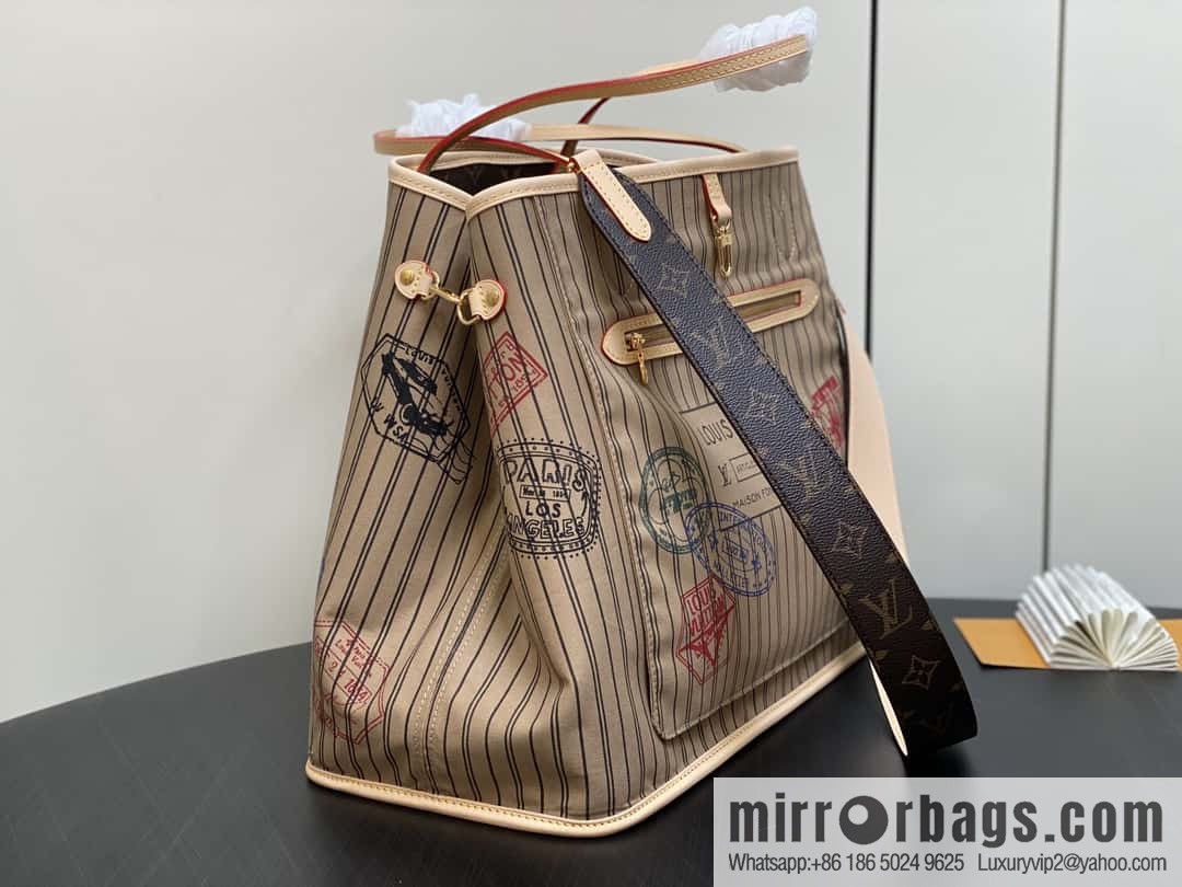 [Boutique‑grade] M11948 presbyopia apricot (seal double-sided) large shopping bag series NEVERFULL BANDOULIZRE INSIDE OUT large handbag