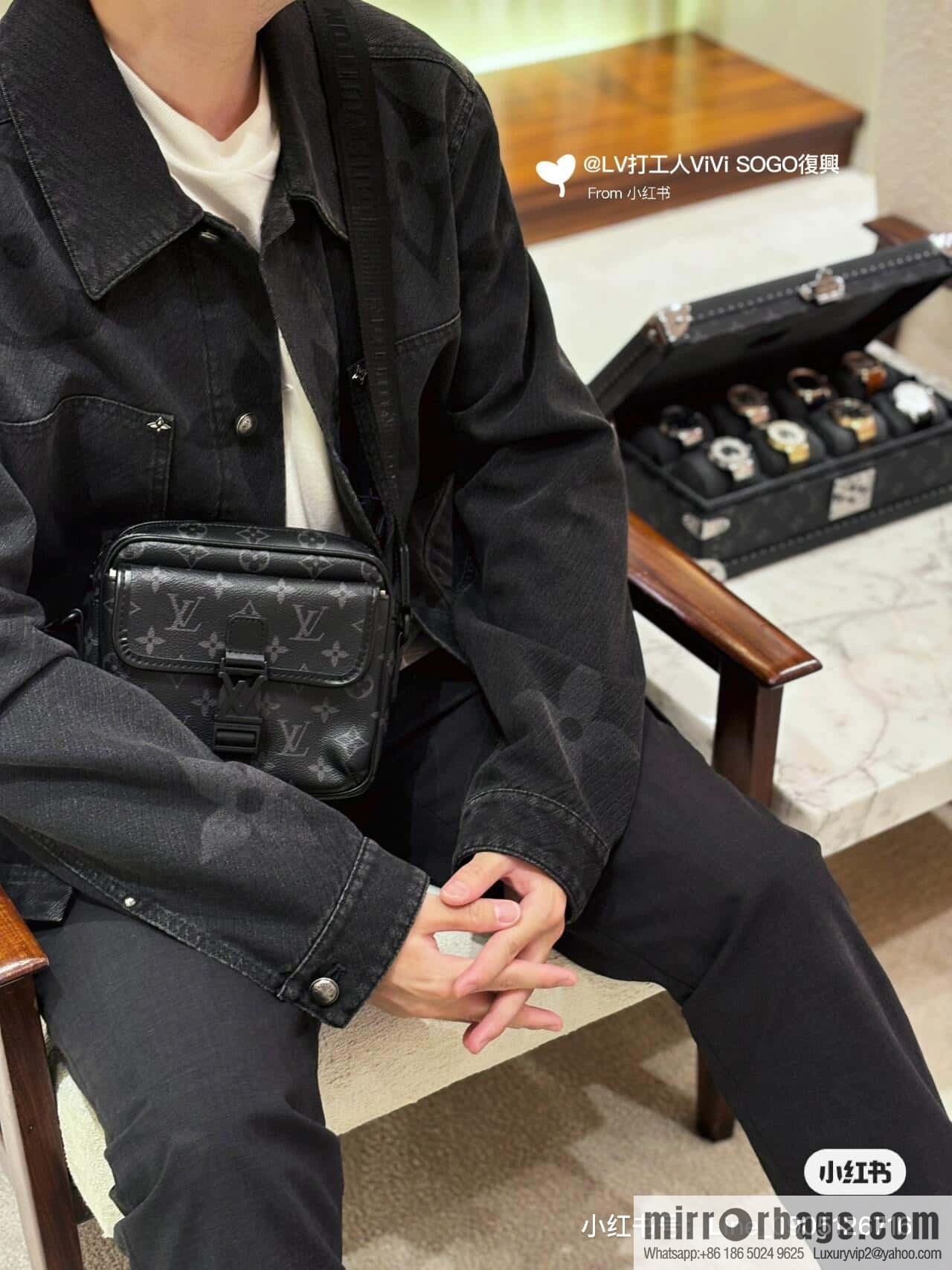 [Boutique‑grade] M12518 black flower, men's bag messenger bag series Getaway messenger bag