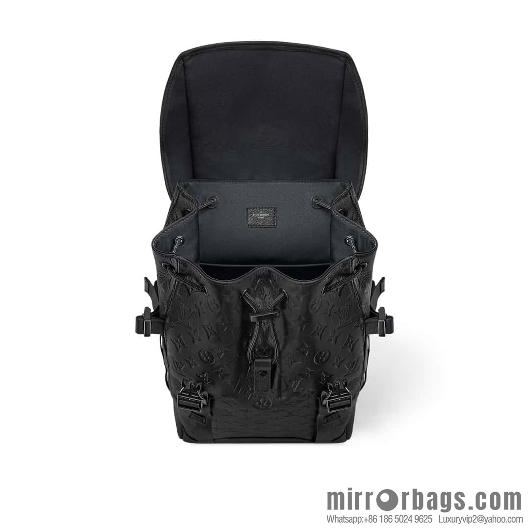 [Boutique‑grade] M24776 black full leather embossed, backpack series GETAWAY backpack