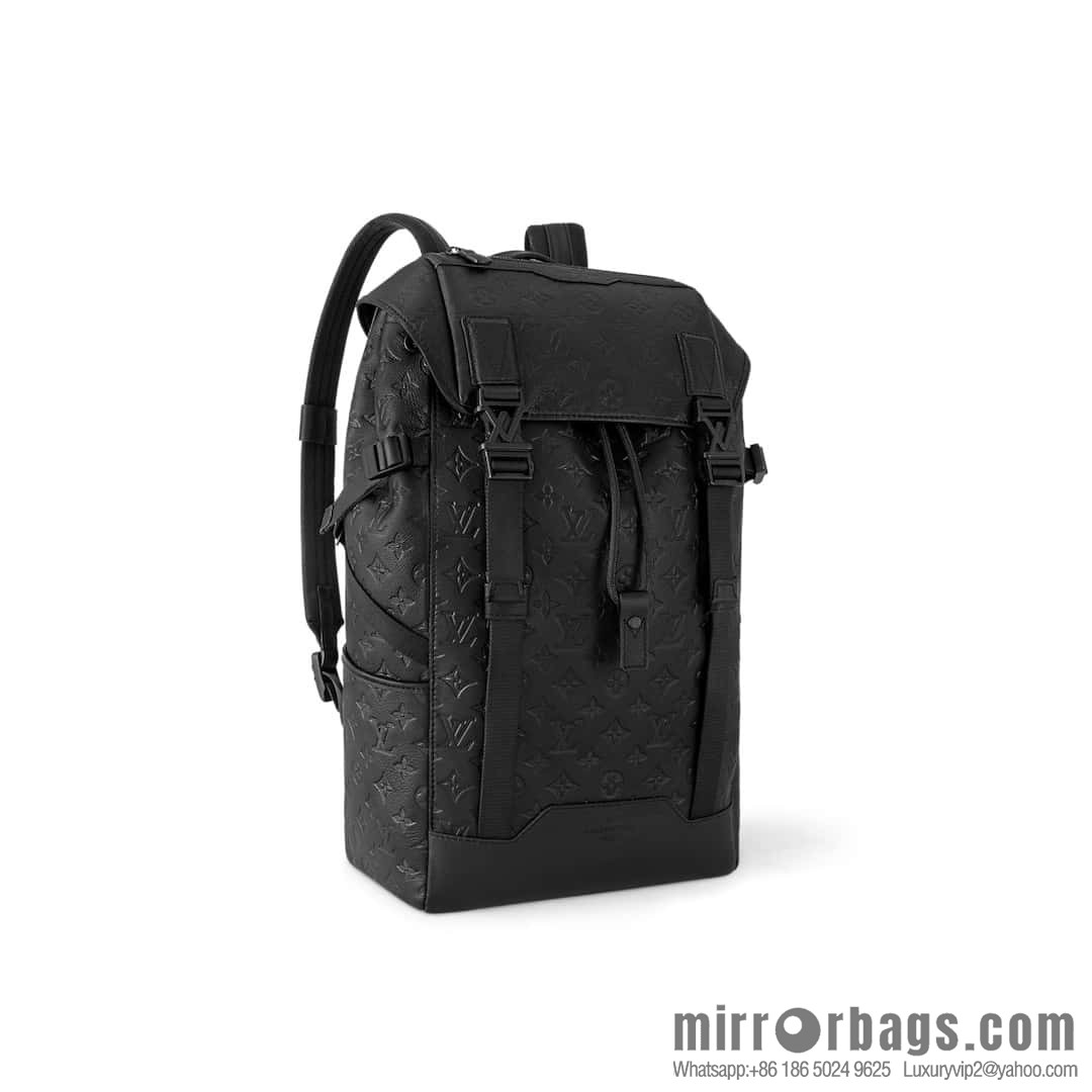 [Boutique‑grade] M24776 black full leather embossed, backpack series GETAWAY backpack