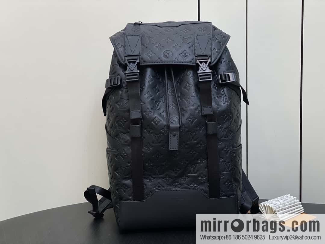 [Boutique‑grade] M24776 black full leather embossed, backpack series GETAWAY backpack