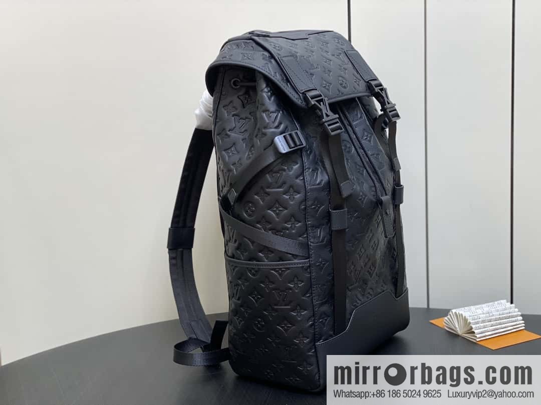 [Boutique‑grade] M24776 black full leather embossed, backpack series GETAWAY backpack
