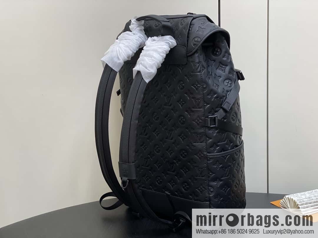 [Boutique‑grade] M24776 black full leather embossed, backpack series GETAWAY backpack