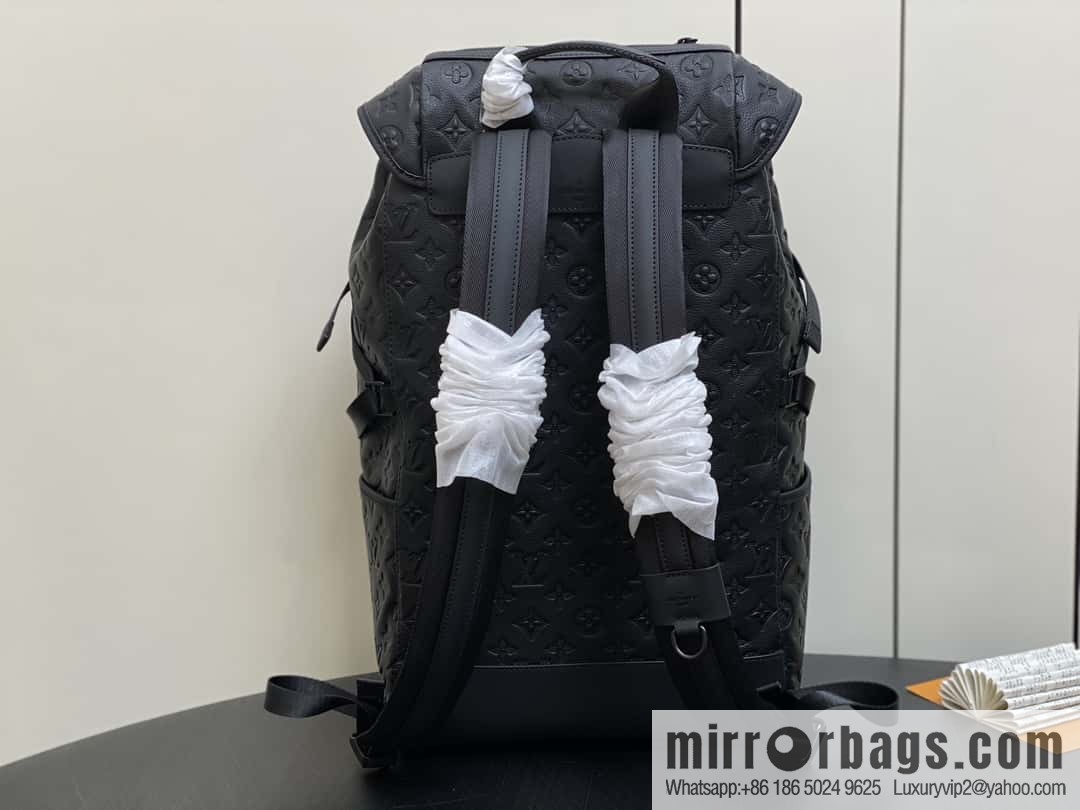[Boutique‑grade] M24776 black full leather embossed, backpack series GETAWAY backpack