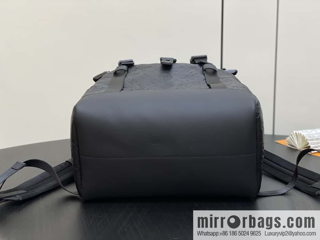 [Boutique‑grade] M24776 black full leather embossed, backpack series GETAWAY backpack