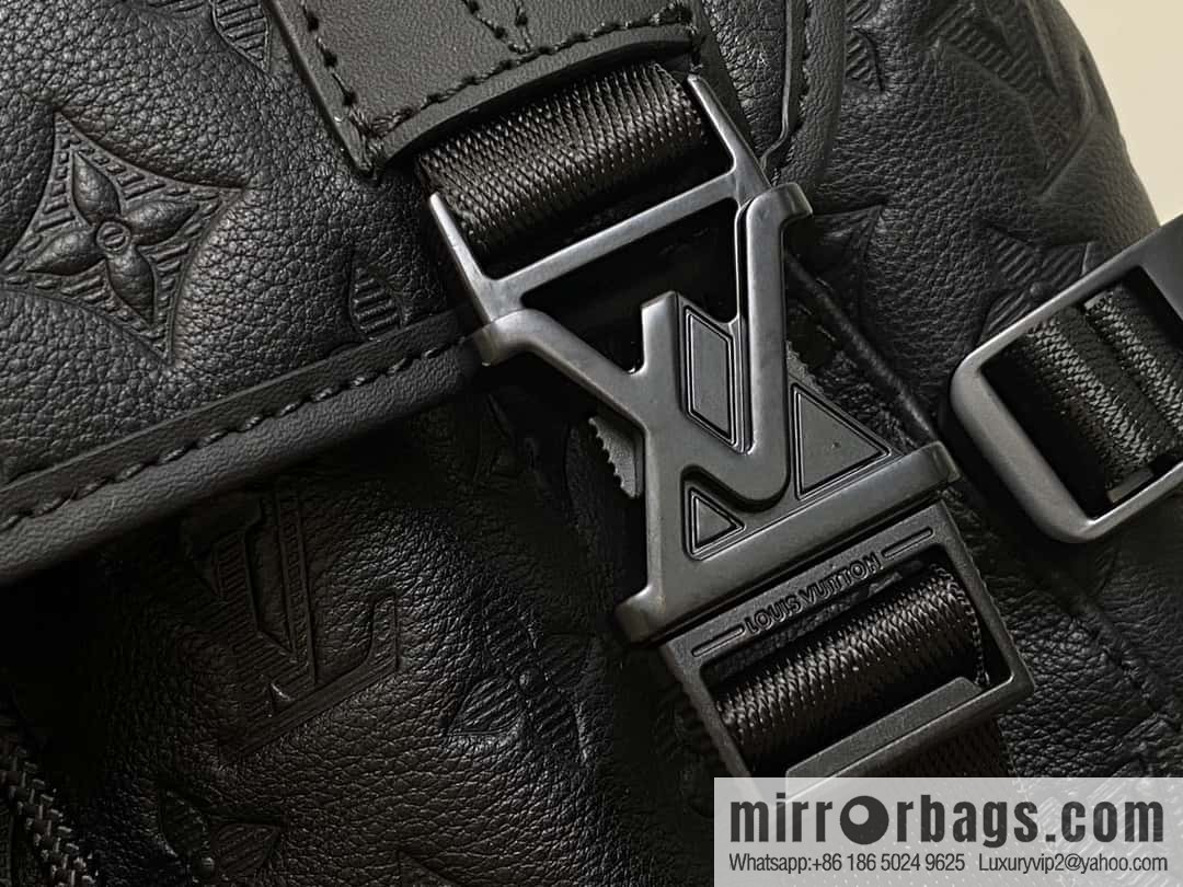 [Boutique‑grade] M24776 black full leather embossed, backpack series GETAWAY backpack