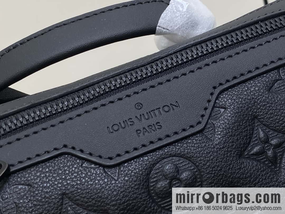 [Boutique‑grade] M24776 black full leather embossed, backpack series GETAWAY backpack