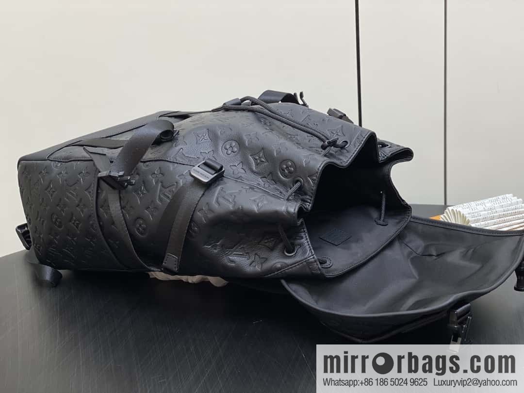 [Boutique‑grade] M24776 black full leather embossed, backpack series GETAWAY backpack