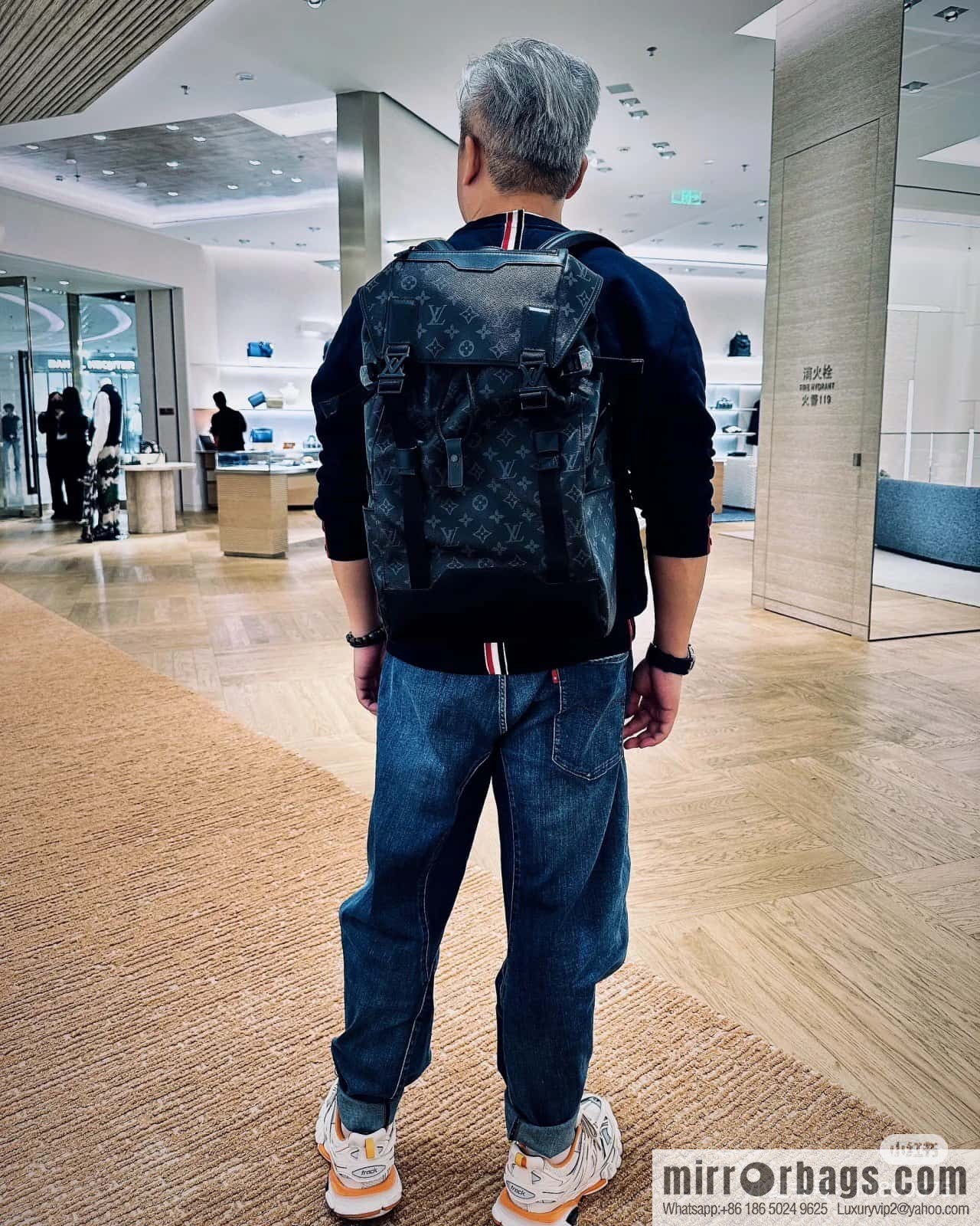 [Boutique‑grade] M46792 black flower, backpack series GETAWAY backpack