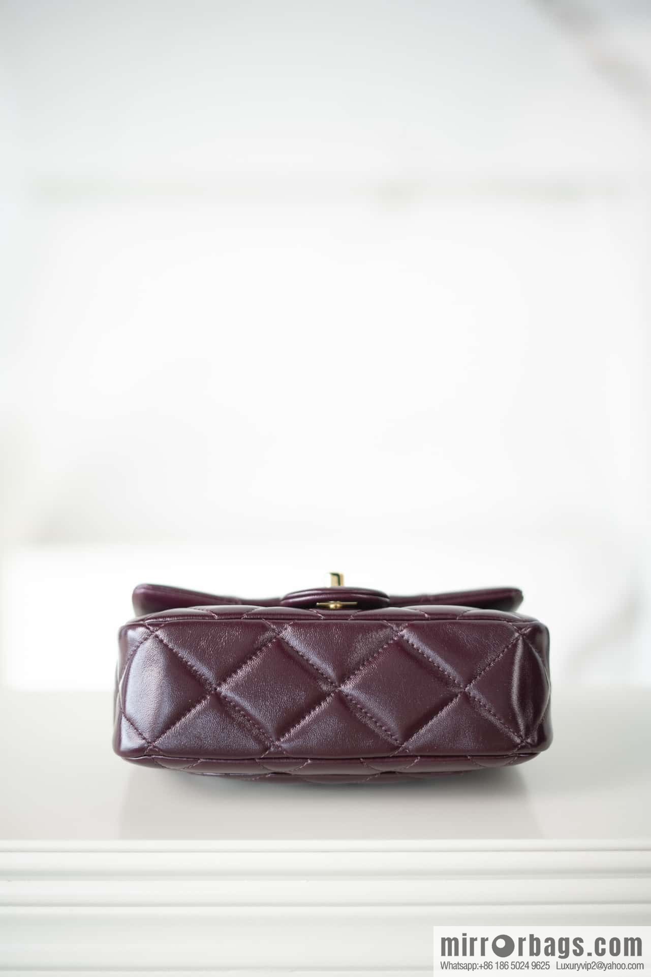 ππππππ πππ Flap new thick chain handle, square fat man, small, burgundy AS5032