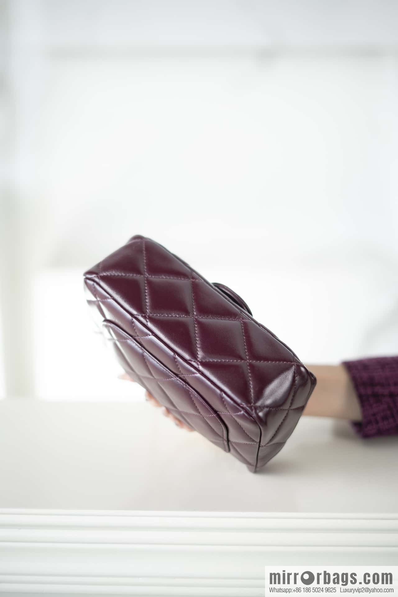 ππππππ πππ Flap new thick chain handle, square fat man, small, burgundy AS5032
