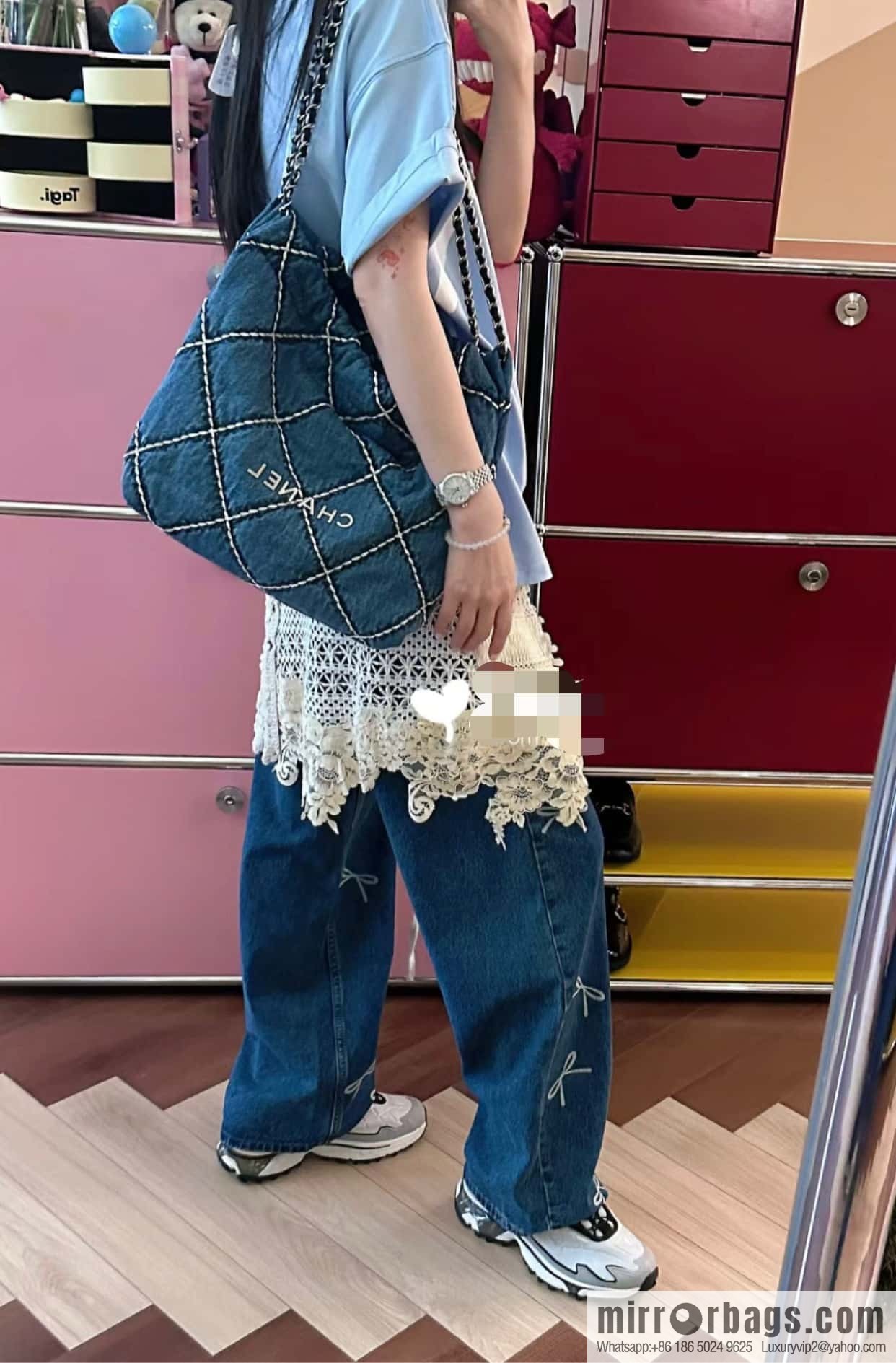 𝗖𝗛𝗔𝗡𝗘𝗟 𝟐𝟒𝐩 spring and summer new denim bag small AS3260
