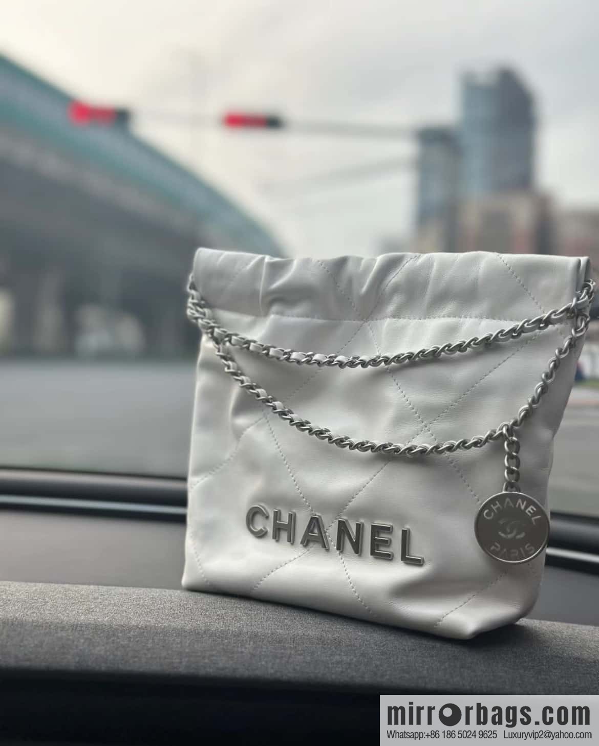 ππππππ 23S 22Mini bag silver, genuine leather AS3980