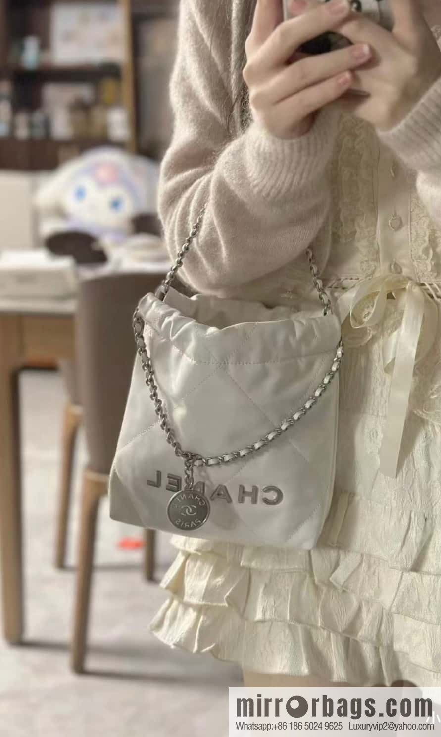 ππππππ 23S 22Mini bag silver, genuine leather AS3980