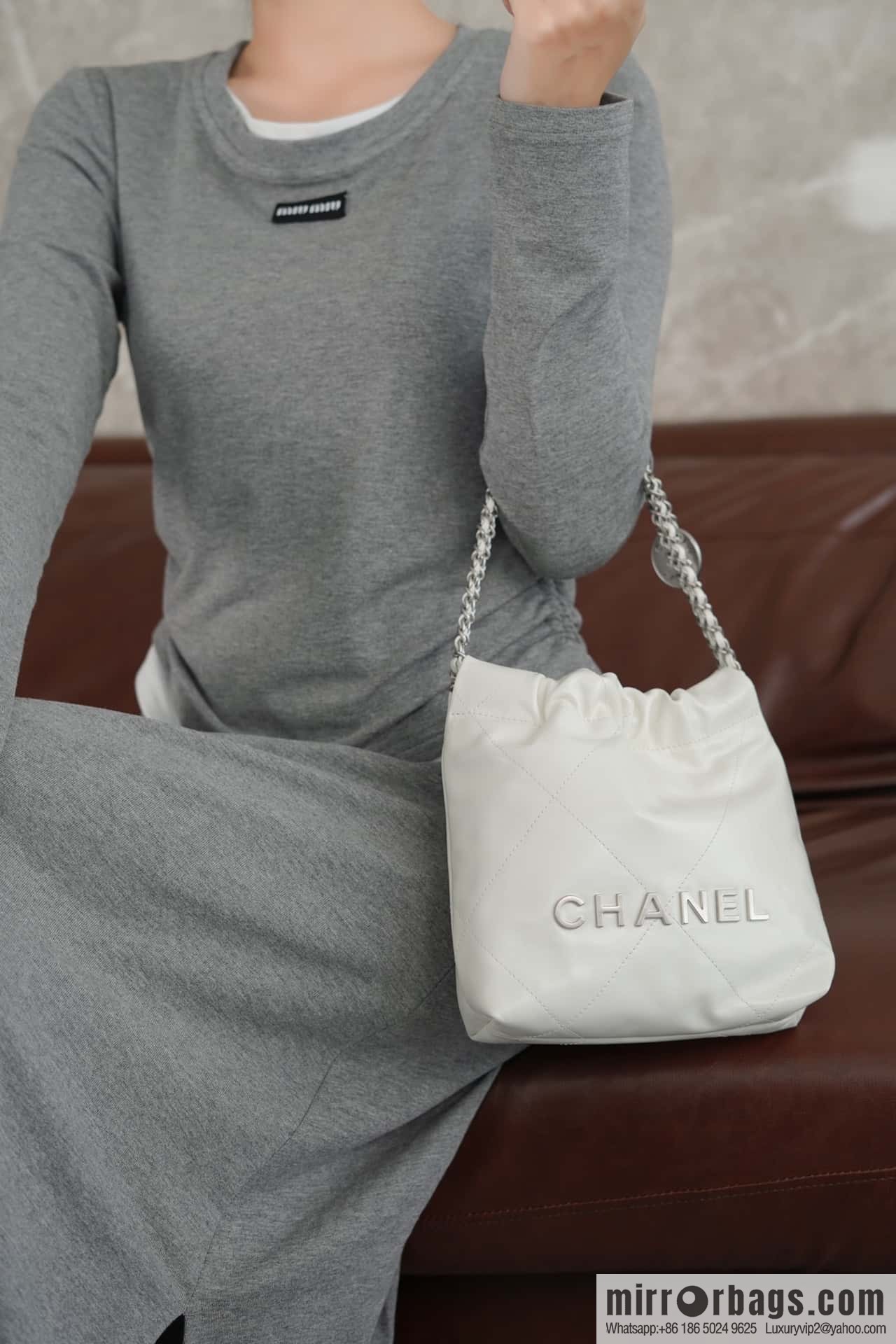 ππππππ 23S 22Mini bag silver, genuine leather AS3980