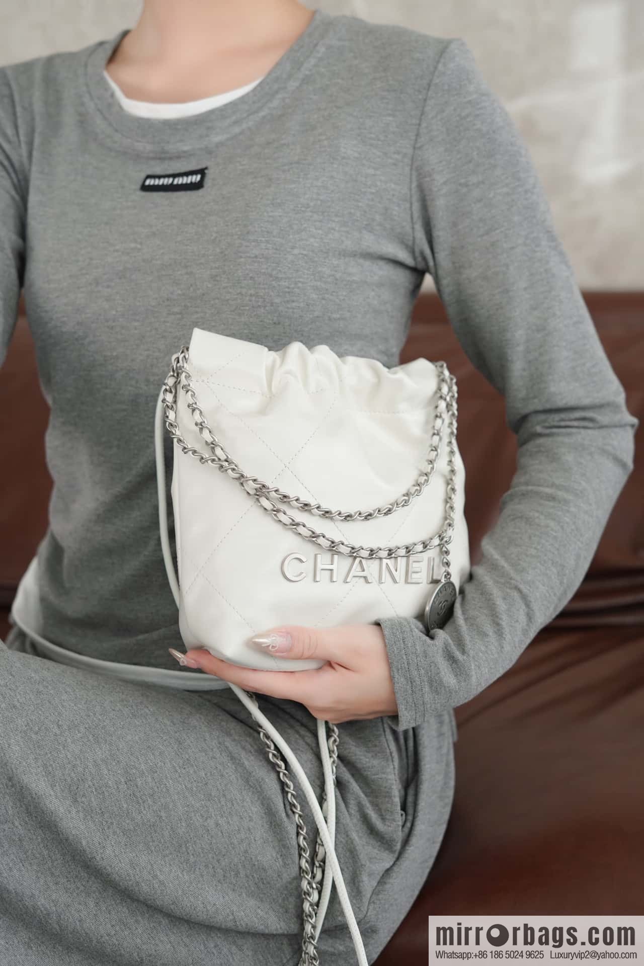 ππππππ 23S 22Mini bag silver, genuine leather AS3980