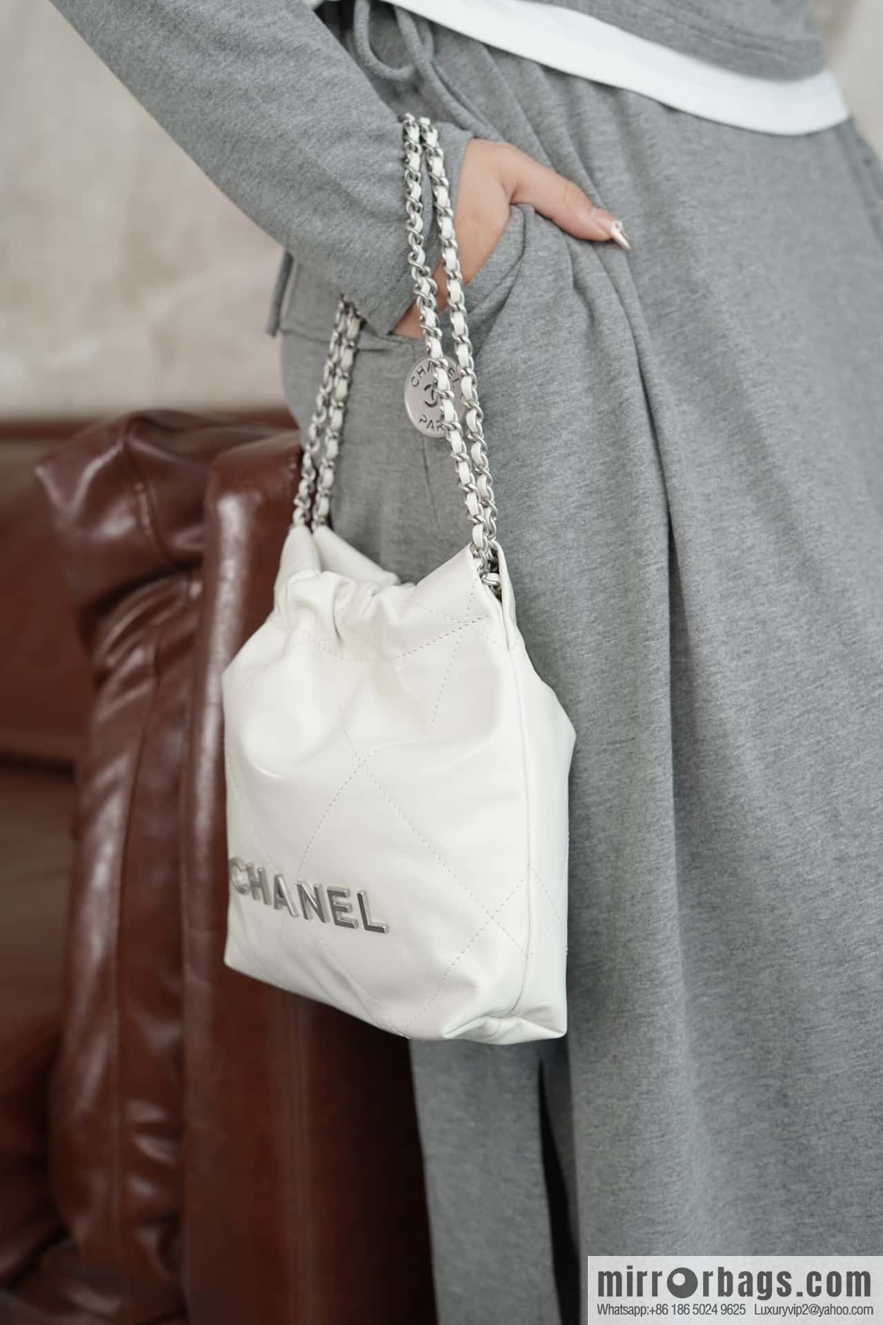 ππππππ 23S 22Mini bag silver, genuine leather AS3980