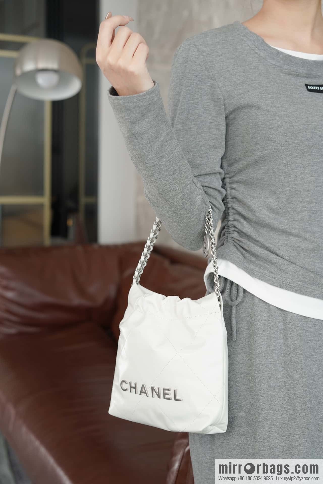 ππππππ 23S 22Mini bag silver, genuine leather AS3980