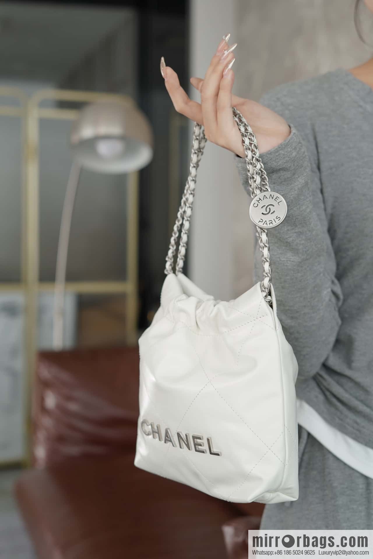 ππππππ 23S 22Mini bag silver, genuine leather AS3980