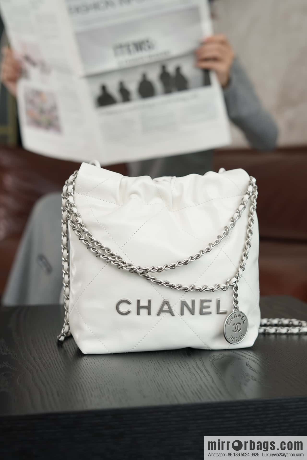 ππππππ 23S 22Mini bag silver, genuine leather AS3980