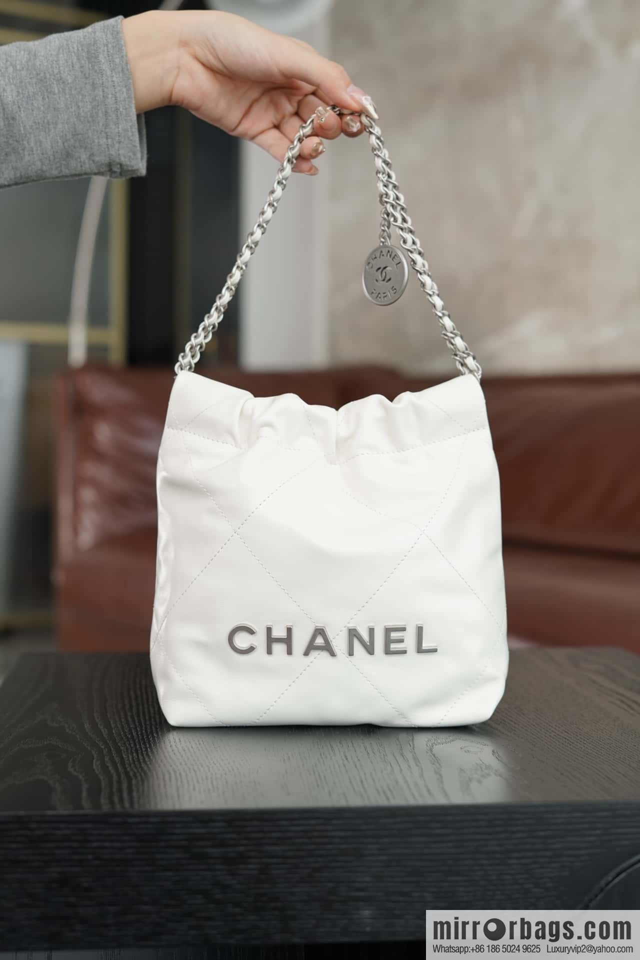 ππππππ 23S 22Mini bag silver, genuine leather AS3980
