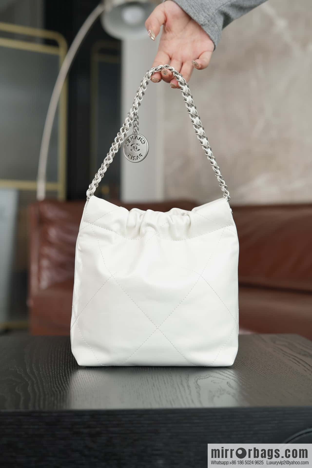 ππππππ 23S 22Mini bag silver, genuine leather AS3980
