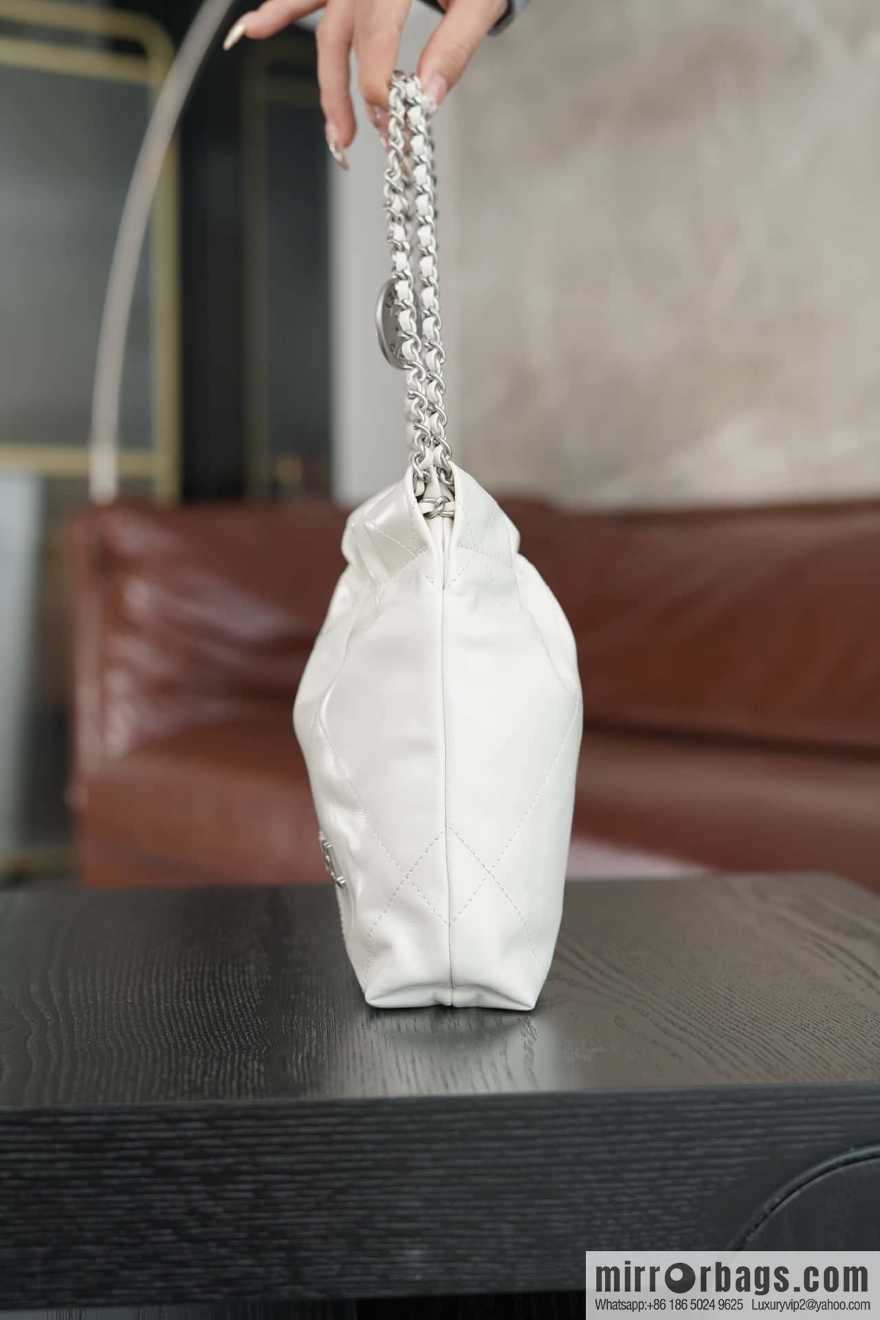 ππππππ 23S 22Mini bag silver, genuine leather AS3980