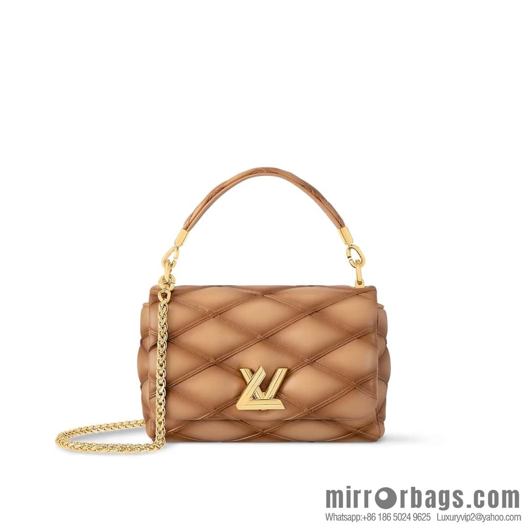 [Boutique‑grade] M12004 sand se full leather, chain bag diamond Twist series GO-14 small handbag