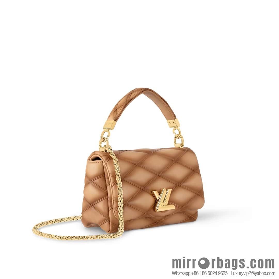 [Boutique‑grade] M12004 sand se full leather, chain bag diamond Twist series GO-14 small handbag