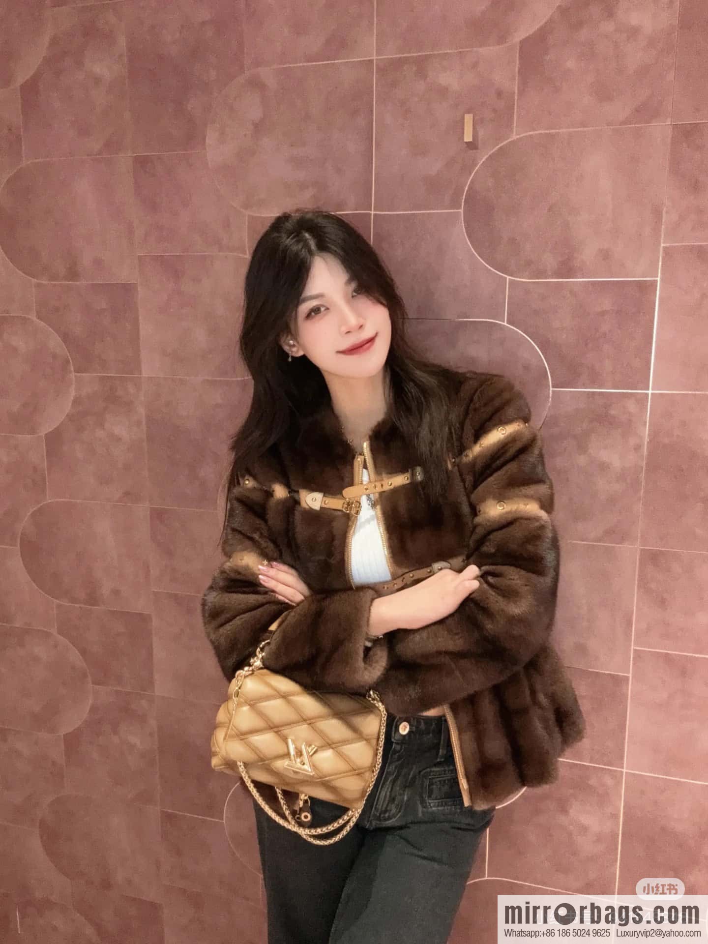 [Boutique‑grade] M12004 sand se full leather, chain bag diamond Twist series GO-14 small handbag