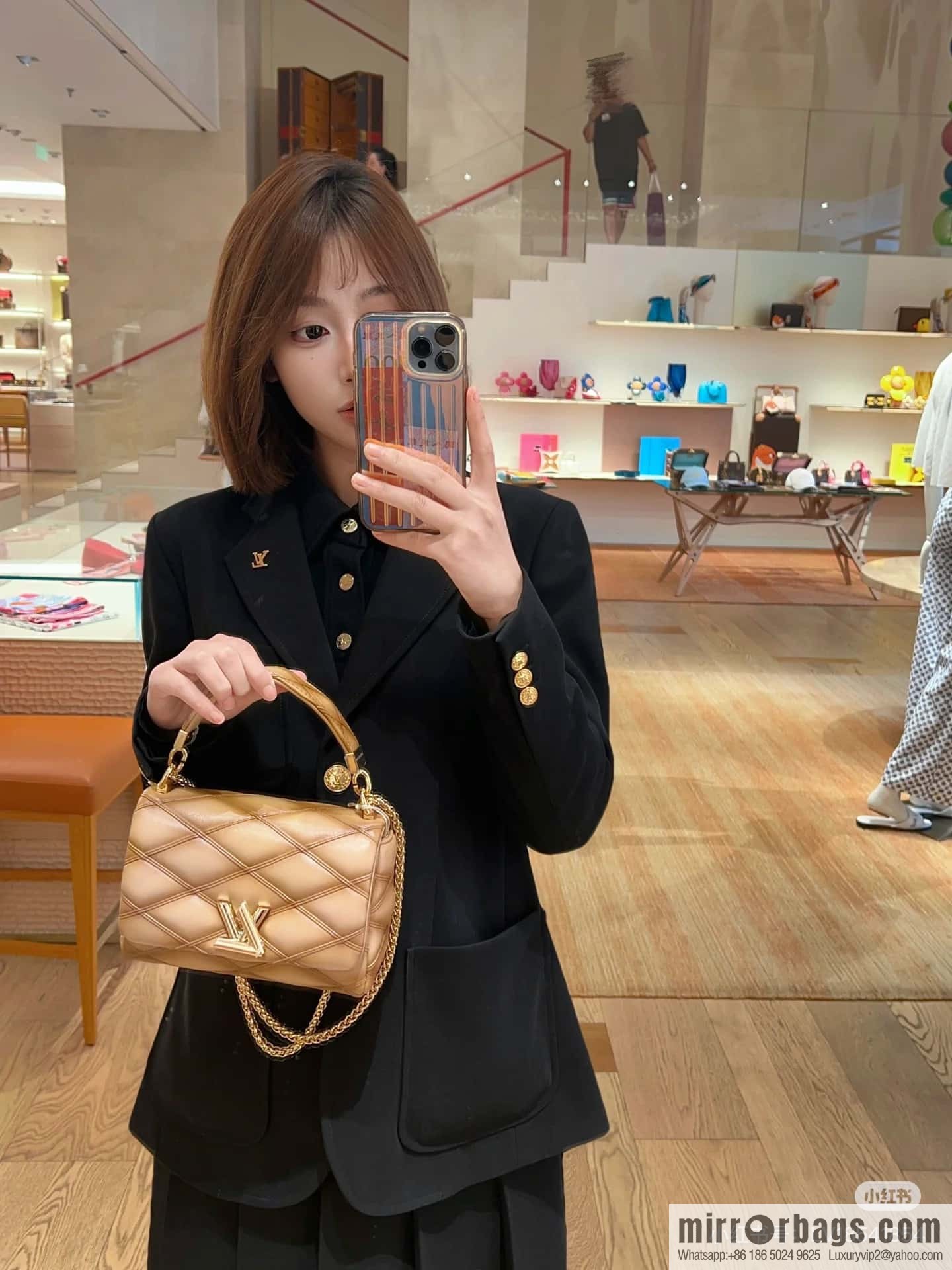 [Boutique‑grade] M12004 sand se full leather, chain bag diamond Twist series GO-14 small handbag