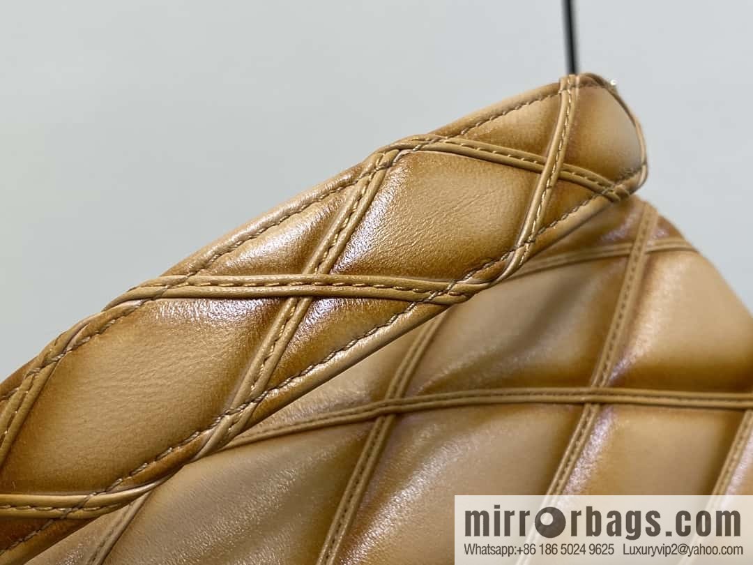 [Boutique‑grade] M12004 sand se full leather, chain bag diamond Twist series GO-14 small handbag