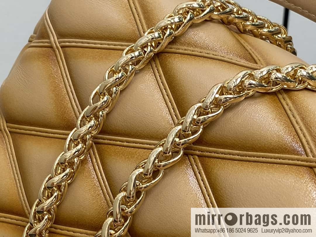 [Boutique‑grade] M12004 sand se full leather, chain bag diamond Twist series GO-14 small handbag