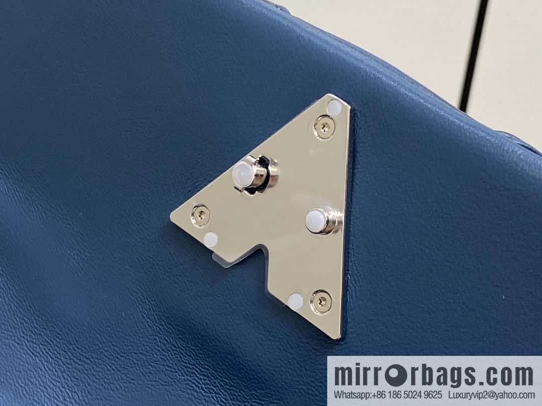 [Boutique‑grade] M12004 denim blue full leather, chain bag, diamond Twist series GO-14 small handbag