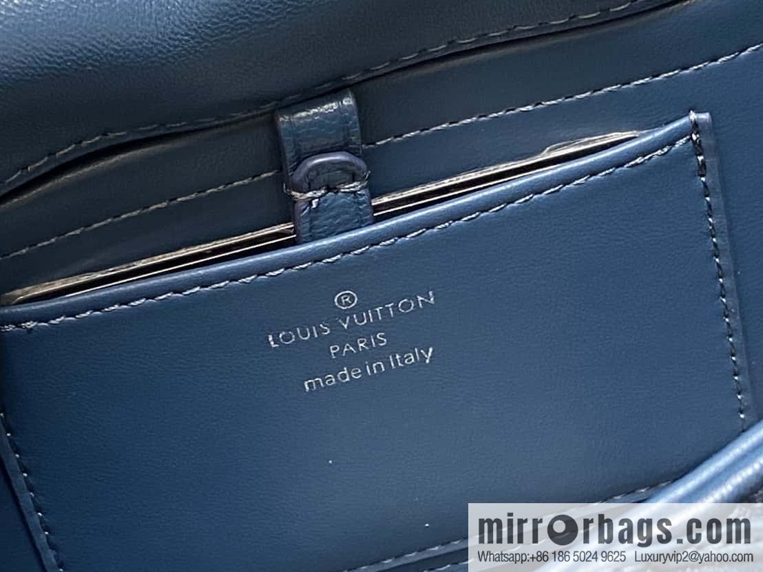 [Boutique‑grade] M12004 denim blue full leather, chain bag, diamond Twist series GO-14 small handbag