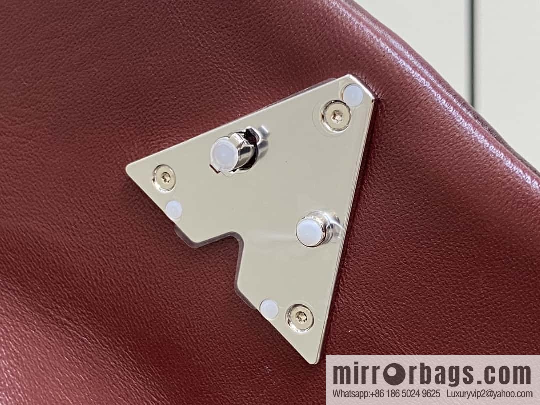 [Boutique‑grade] M12004 burgundy full leather, chain bag, diamond Twist series GO-14 small handbag