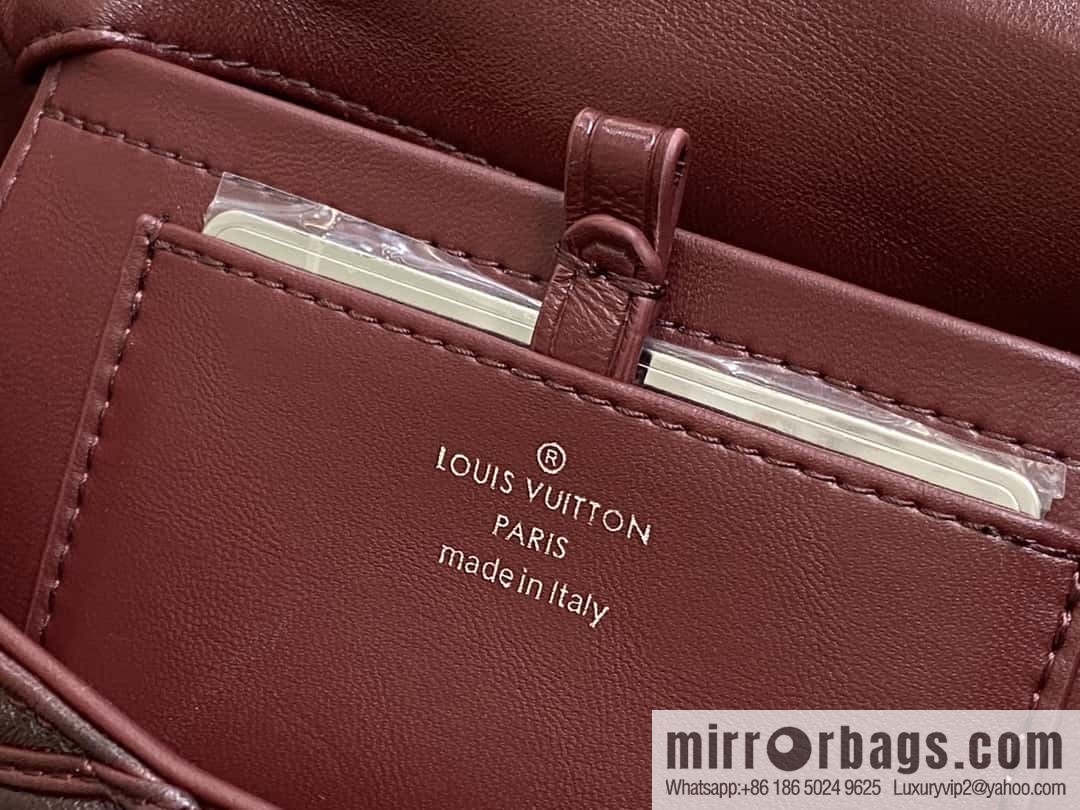 [Boutique‑grade] M12004 burgundy full leather, chain bag, diamond Twist series GO-14 small handbag