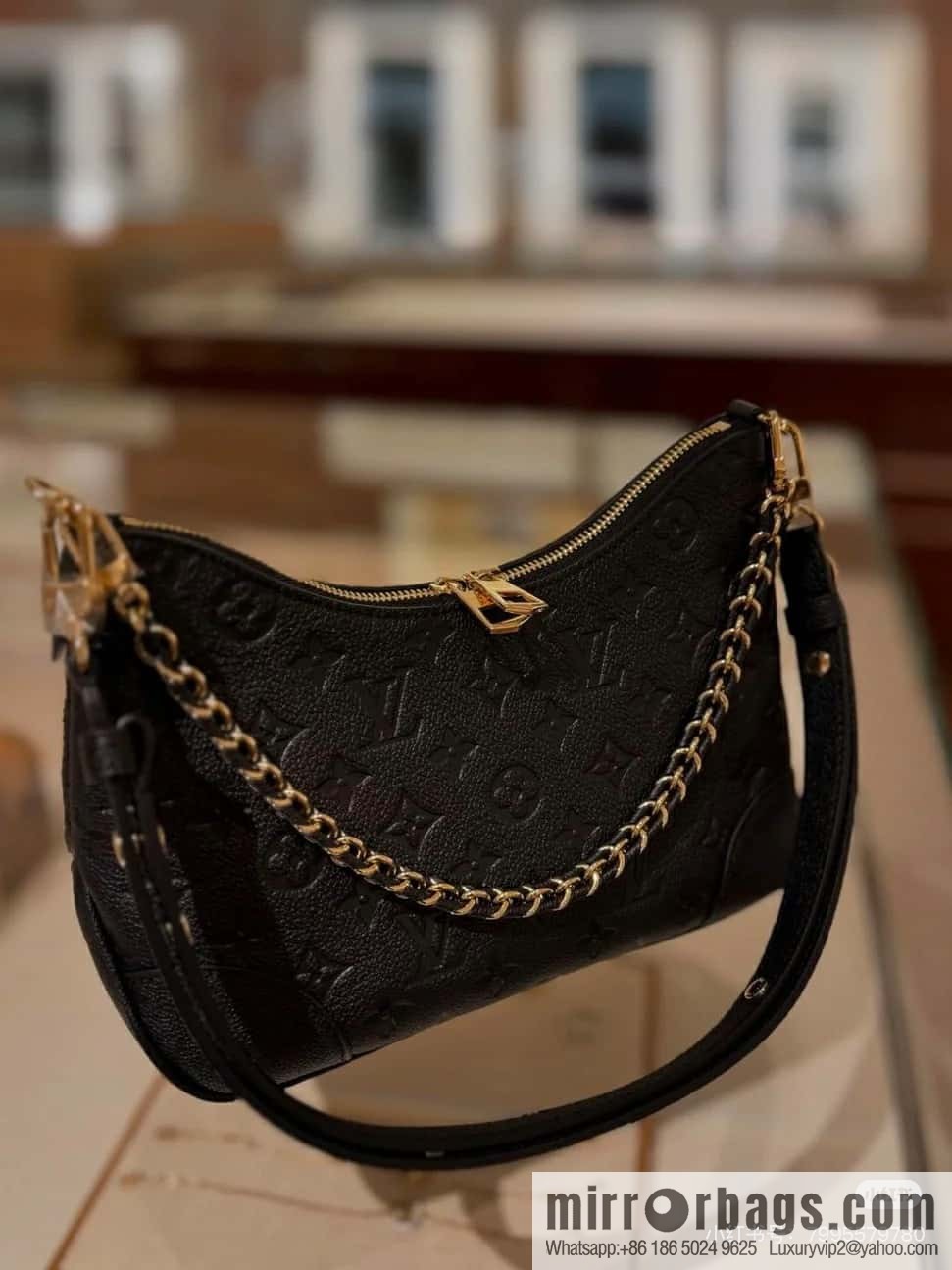 [Boutique‑grade] M12930 black full leather embossed, chain bag croissant series KOREA PRE-LAUNCH handbag