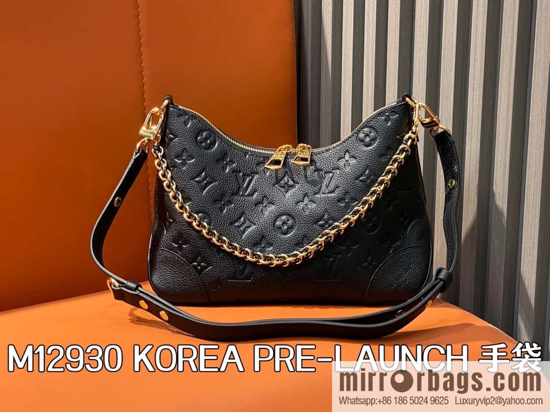 [Boutique‑grade] M12930 black full leather embossed, chain bag croissant series KOREA PRE-LAUNCH handbag