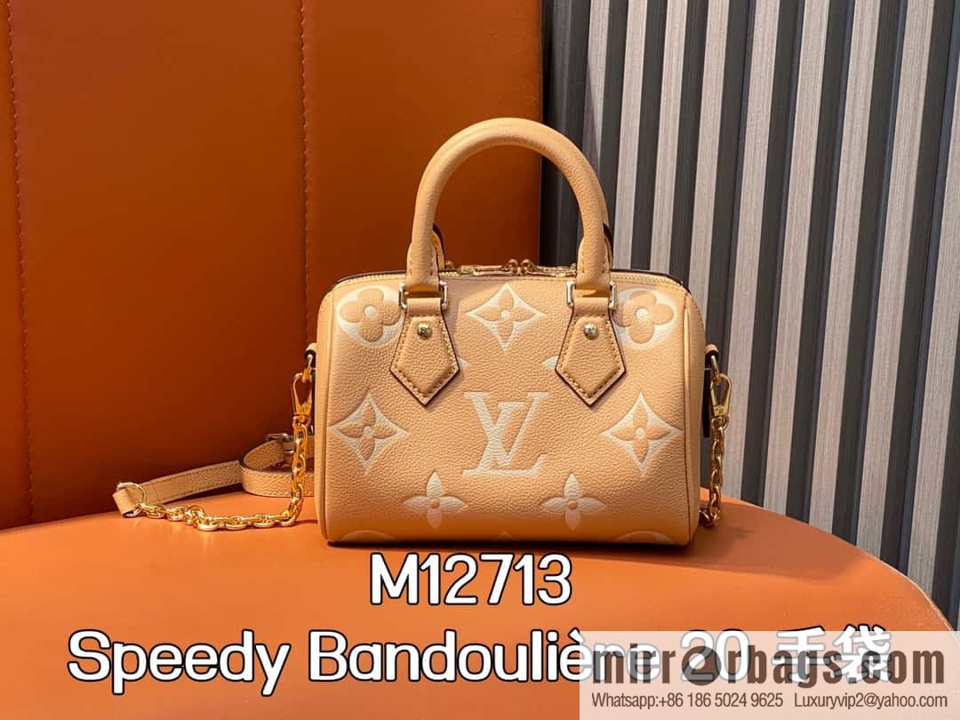 [Boutique‑grade] M12713 light brown, full leather speedy pillow bag series M46397 Speedy Bandoulière 20 handbag