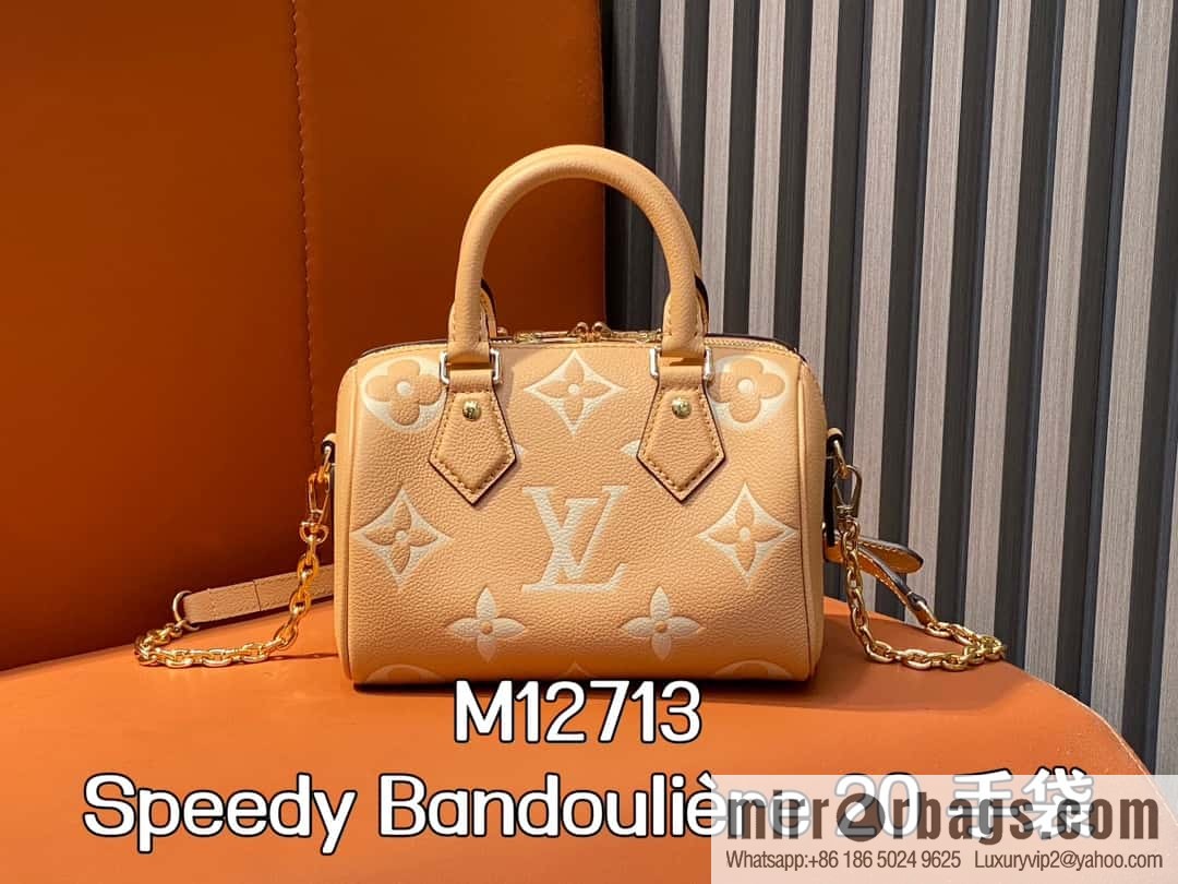 [Boutique‑grade] M12713 light brown, full leather speedy pillow bag series M46397 Speedy Bandoulière 20 handbag