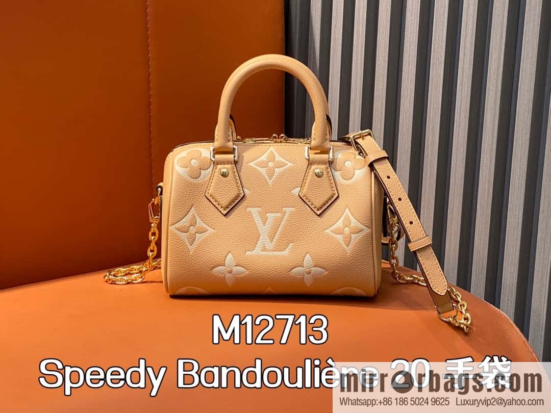 [Boutique‑grade] M12713 light brown, full leather speedy pillow bag series M46397 Speedy Bandoulière 20 handbag