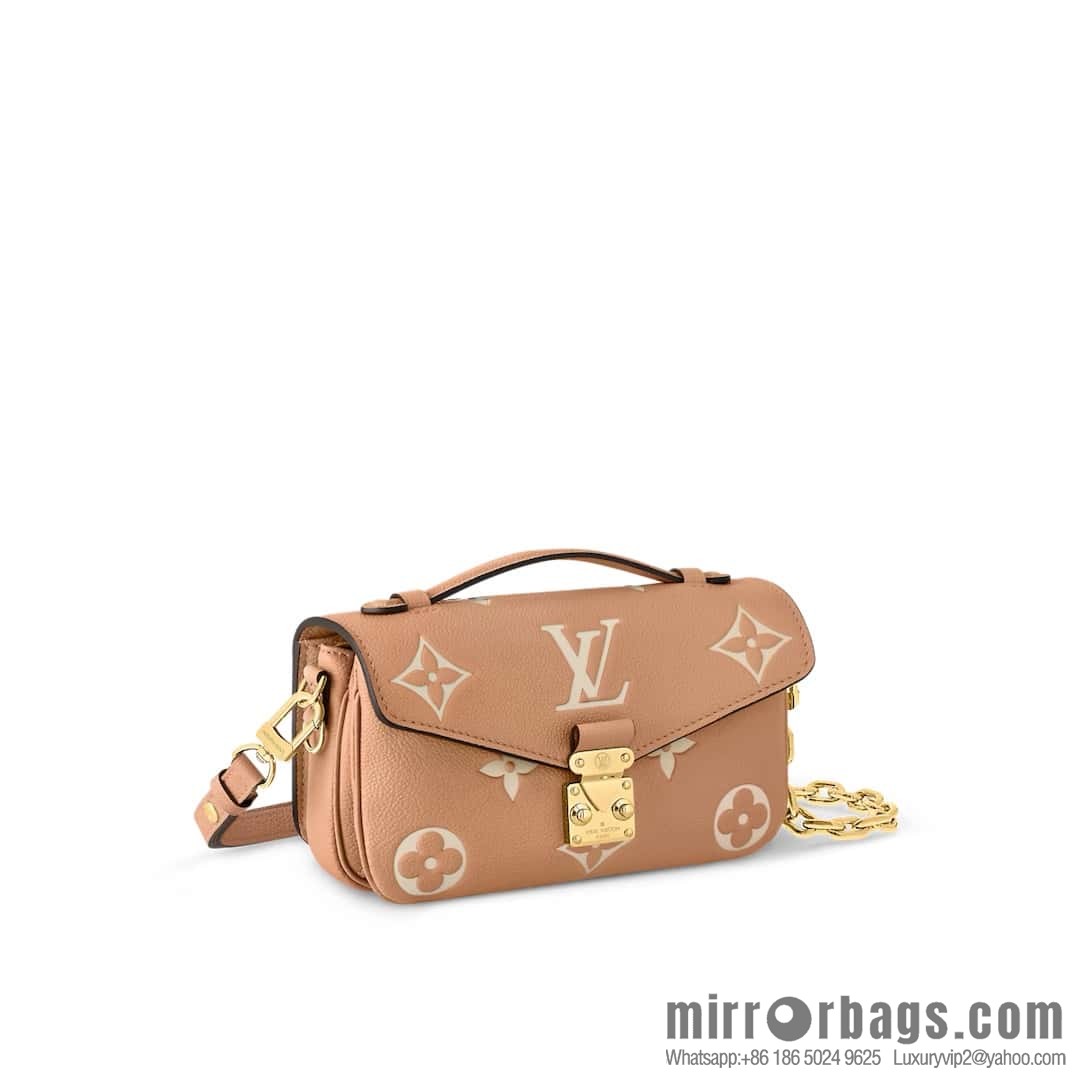 [Boutique‑grade] M12735 light brown, full leather chain bag messenger bag series M46595 This Pochette Métis East West handbag